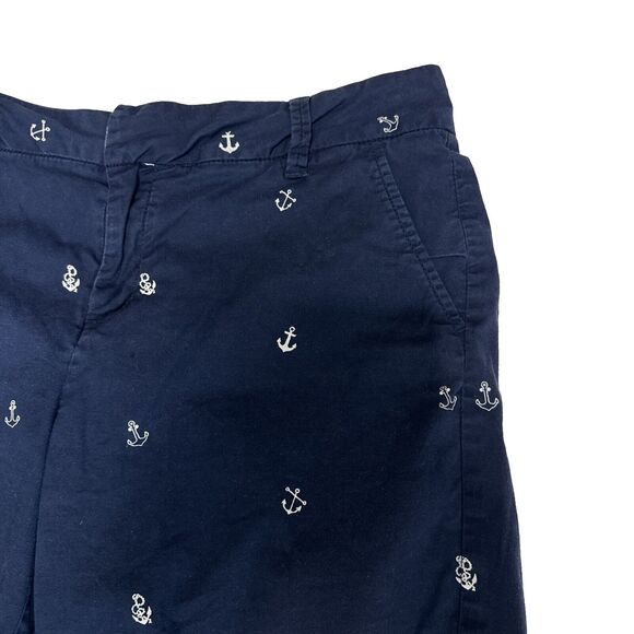 Women’s GH Bass & Co SIZE 12 Dark Blue Nautical Shorts White Anchors Beach Core - Picture 4 of 13